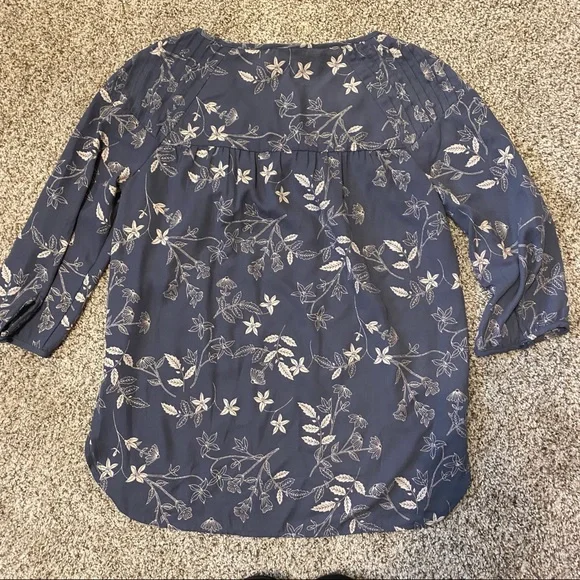 ❌ [SOLD] Lauren Conrad | Floral Peasant 3/4 Sleeve Blouse | Blue - Picture 6 of 8